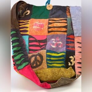Colorful Patchwork Bag with Symbol Designs
